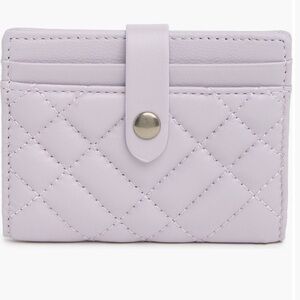 New Kurt Geiger Lilac Quilted Bifold Leather Card Holder